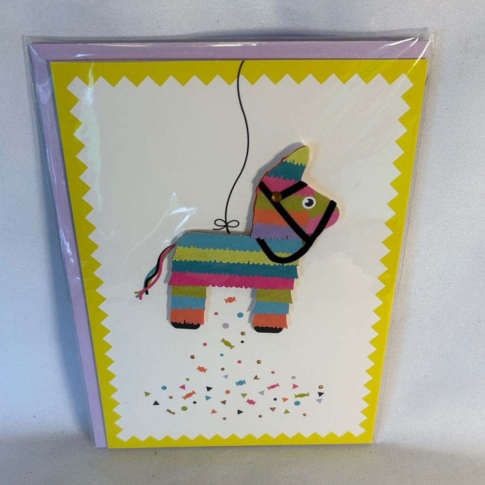 NWT BURGOYNE Colorful Piñata Birthday Greeting Card- 5X7 - Picture 3 of 6